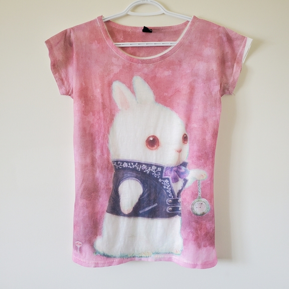 🎉3/$39 White Rabbit Tee - Alice In Wonderland - Picture 2 of 11